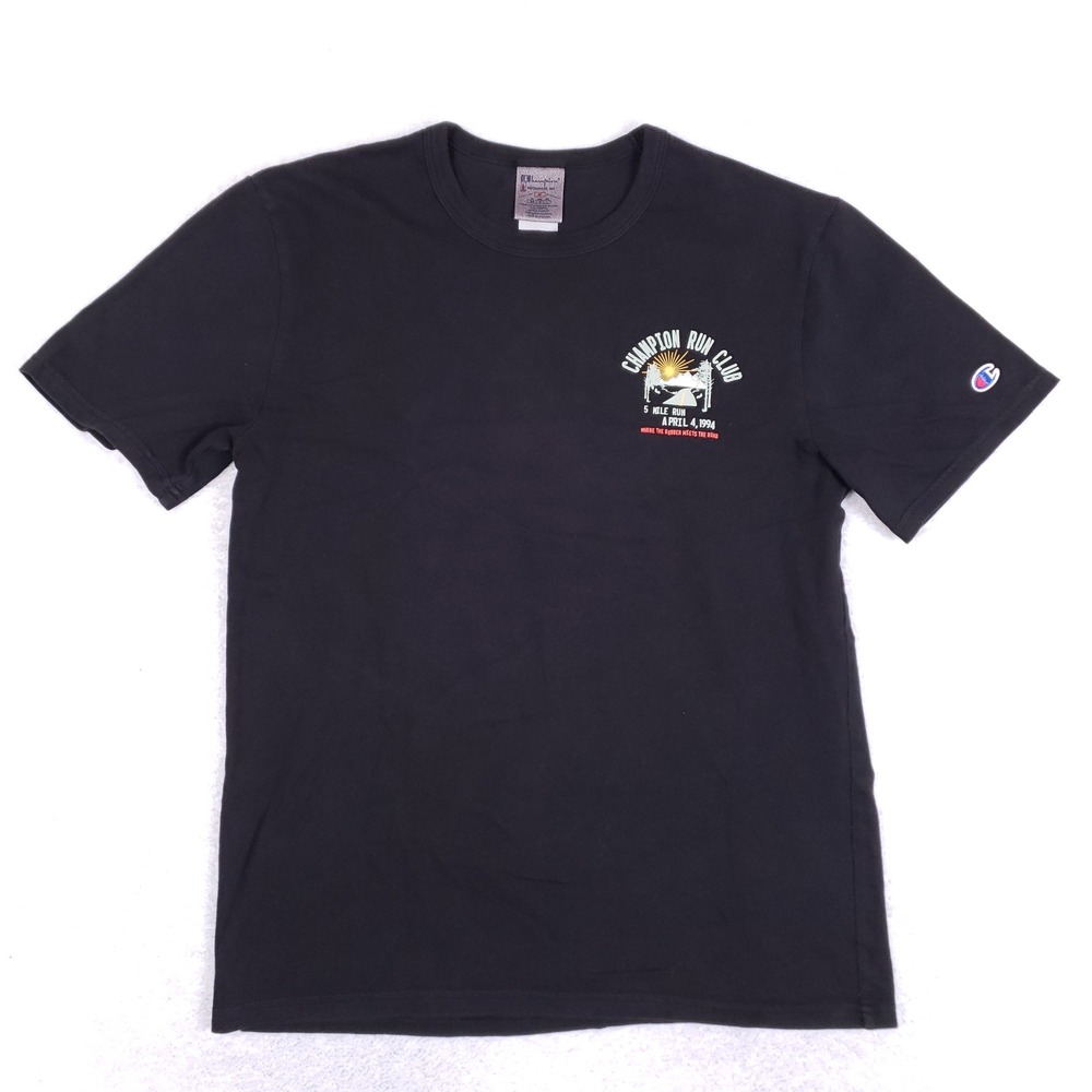 Champion Run Club Graphic T-Shirt Mens Medium Black 1994 5 Mile Run